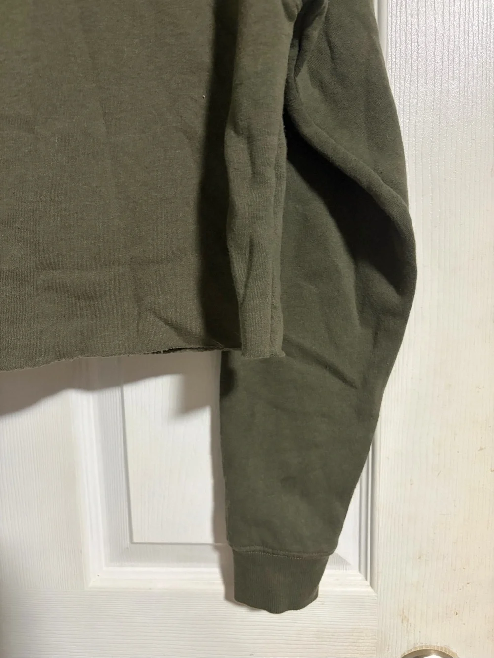 Cropped Hooded Sweatshirt in Olive - Picture 2 of 6